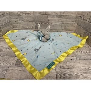 Goodnight Moon Bunny Rabbit Lovey, Stars and Moons Yellow Satin 16"x 16"